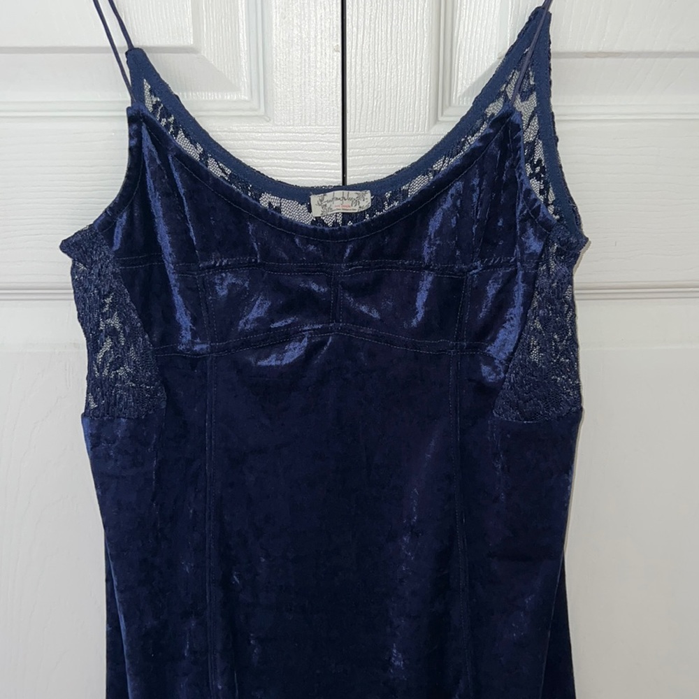 NWOT Free People navy blue velvet dress from their intimate line. Never worn.